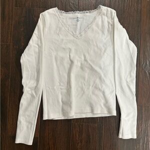 Brandy Melville long sleeve with lace V neck